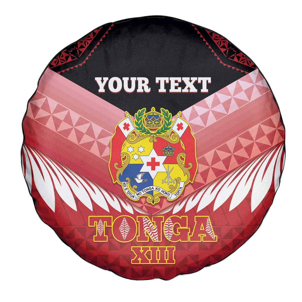 Custom Mate Maa Tonga XIII Spare Tire Cover Tongan Kupesi Ngatu - Rugby Style LT14 - Polynesian Pride