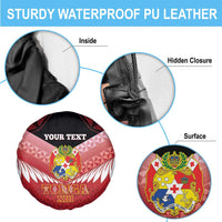 Custom Mate Maa Tonga XIII Spare Tire Cover Tongan Kupesi Ngatu - Rugby Style LT14 - Polynesian Pride