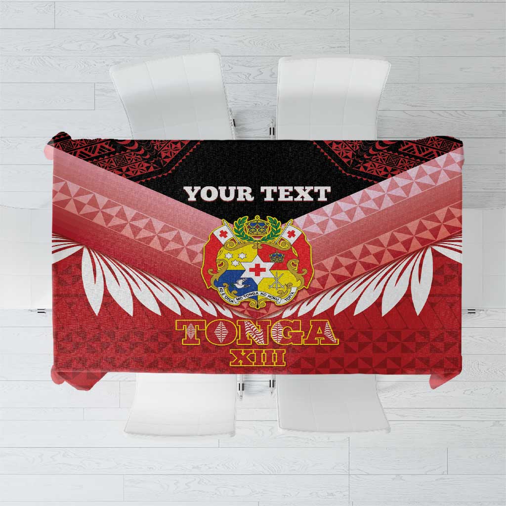Custom Mate Maa Tonga XIII Tablecloth Tongan Kupesi Ngatu - Rugby Style LT14 Red - Polynesian Pride