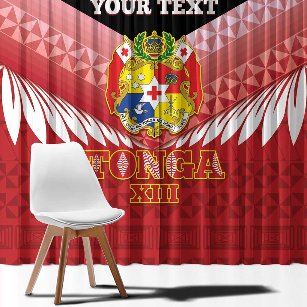 Custom Mate Maa Tonga XIII Window Curtain Tongan Kupesi Ngatu - Rugby Style LT14 - Polynesian Pride