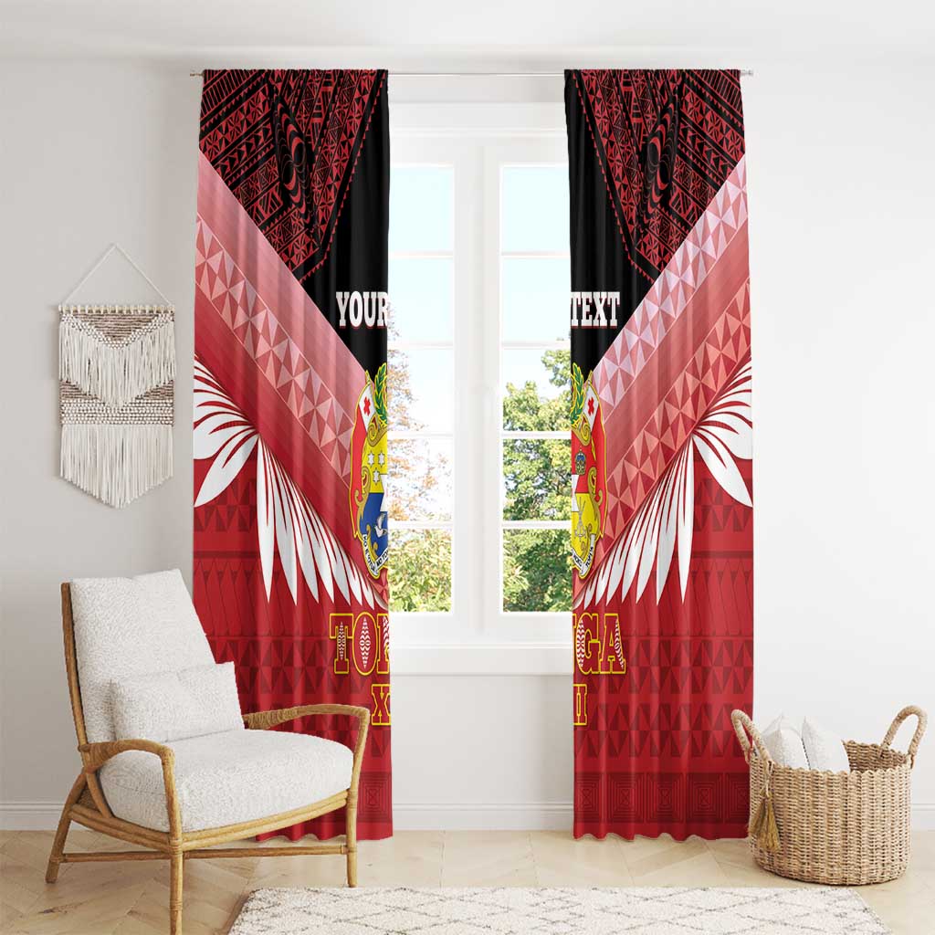 Custom Mate Maa Tonga XIII Window Curtain Tongan Kupesi Ngatu - Rugby Style LT14 - Polynesian Pride
