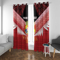 Custom Mate Maa Tonga XIII Window Curtain Tongan Kupesi Ngatu - Rugby Style LT14 With Grommets Red - Polynesian Pride