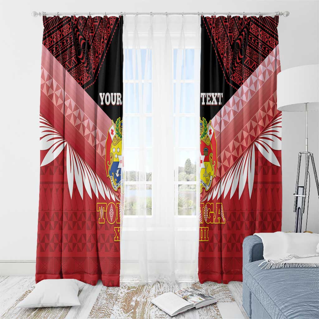 Custom Mate Maa Tonga XIII Window Curtain Tongan Kupesi Ngatu - Rugby Style LT14 - Polynesian Pride
