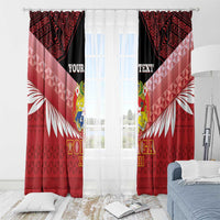 Custom Mate Maa Tonga XIII Window Curtain Tongan Kupesi Ngatu - Rugby Style LT14 - Polynesian Pride