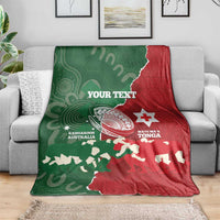 Custom Tonga And Australia Rugby Blanket Mate Maa Tongan Ngatu Mix Kangaroos Aboriginal LT14 - Polynesian Pride