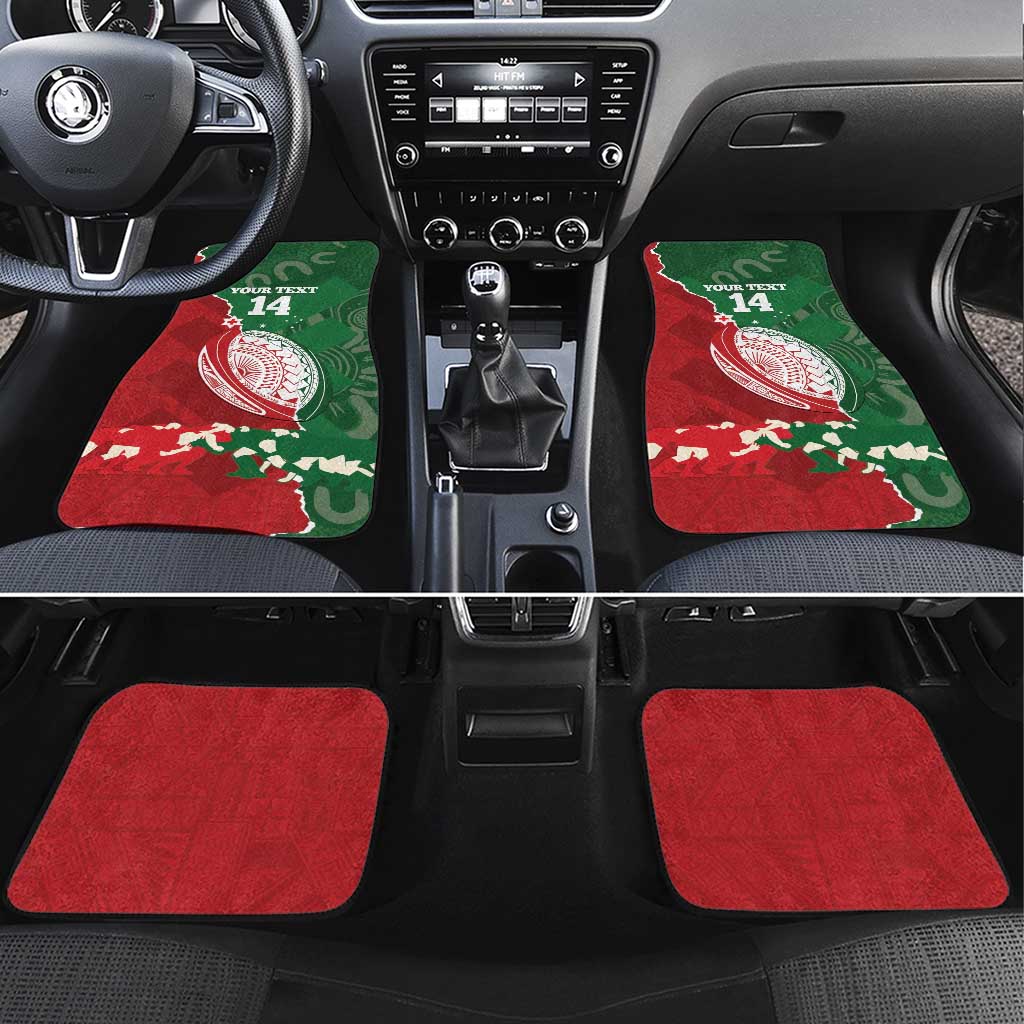 Custom Tonga And Australia Rugby Car Mats Mate Maa Tongan Ngatu Mix Kangaroos Aboriginal LT14 Set 4pcs Green - Polynesian Pride
