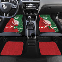Custom Tonga And Australia Rugby Car Mats Mate Maa Tongan Ngatu Mix Kangaroos Aboriginal LT14 Set 4pcs Green - Polynesian Pride
