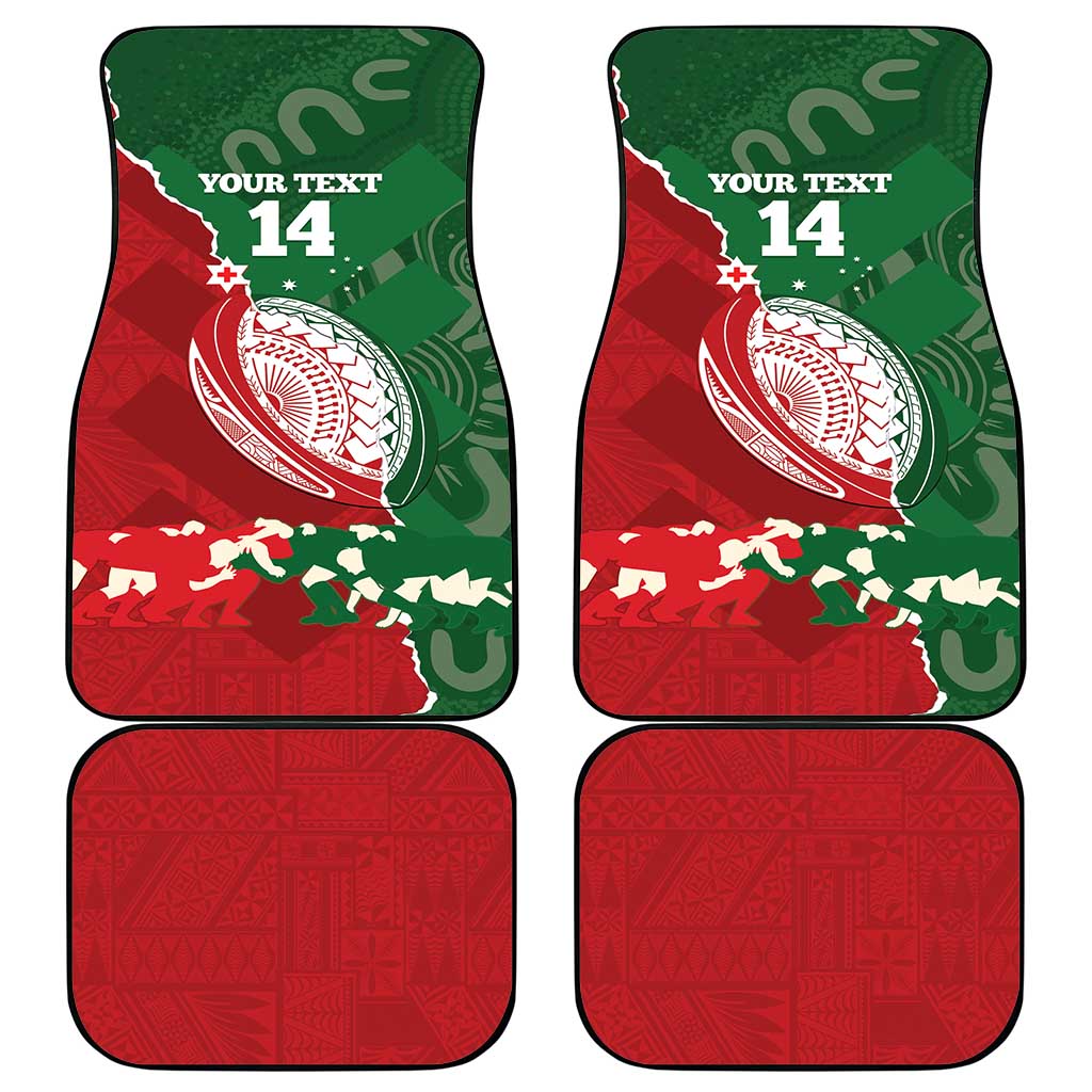 Custom Tonga And Australia Rugby Car Mats Mate Maa Tongan Ngatu Mix Kangaroos Aboriginal LT14 - Polynesian Pride