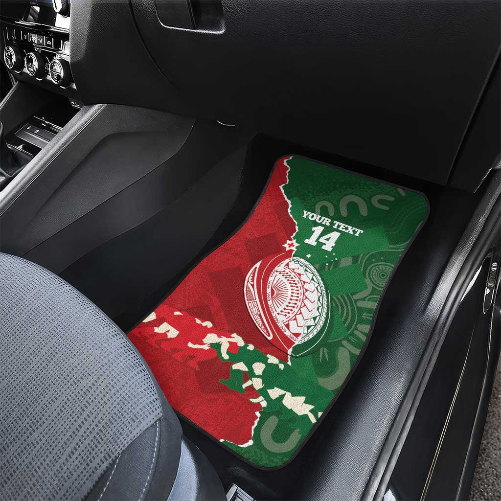 Custom Tonga And Australia Rugby Car Mats Mate Maa Tongan Ngatu Mix Kangaroos Aboriginal LT14 - Polynesian Pride