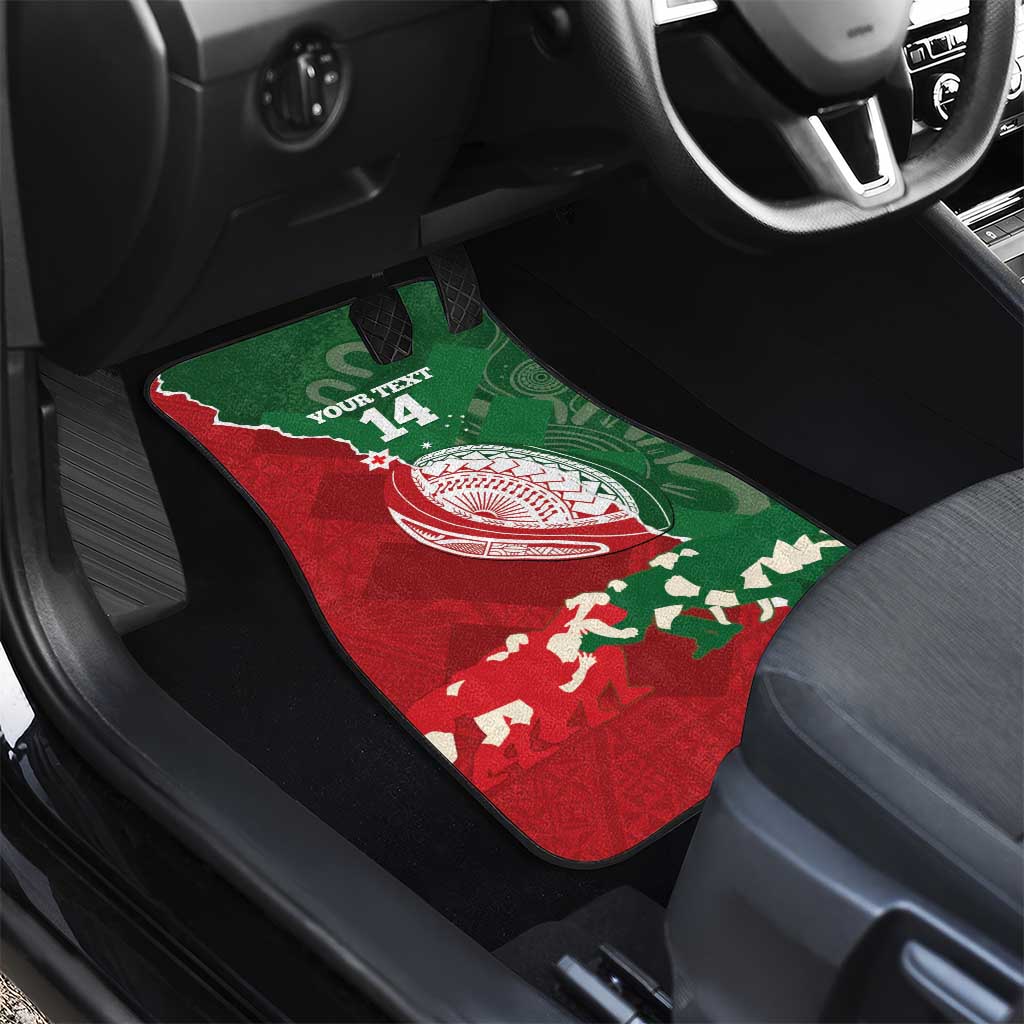 Custom Tonga And Australia Rugby Car Mats Mate Maa Tongan Ngatu Mix Kangaroos Aboriginal LT14 - Polynesian Pride
