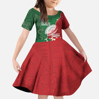 Custom Tonga And Australia Rugby Family Matching Mermaid Dress and Hawaiian Shirt Mate Maa Tongan Ngatu Mix Kangaroos Aboriginal