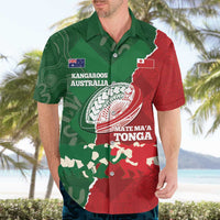 Custom Tonga And Australia Rugby Hawaiian Shirt Mate Maa Tongan Ngatu Mix Kangaroos Aboriginal LT14 - Polynesian Pride