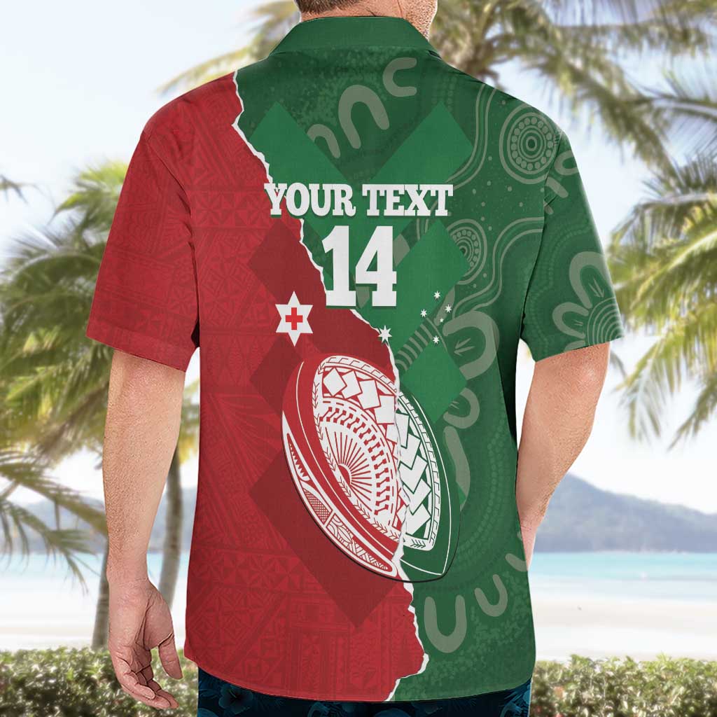 Custom Tonga And Australia Rugby Hawaiian Shirt Mate Maa Tongan Ngatu Mix Kangaroos Aboriginal LT14 - Polynesian Pride
