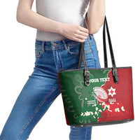 Custom Tonga And Australia Rugby Leather Tote Bag Mate Maa Tongan Ngatu Mix Kangaroos Aboriginal LT14 - Polynesian Pride