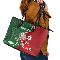 Custom Tonga And Australia Rugby Leather Tote Bag Mate Maa Tongan Ngatu Mix Kangaroos Aboriginal LT14 - Polynesian Pride
