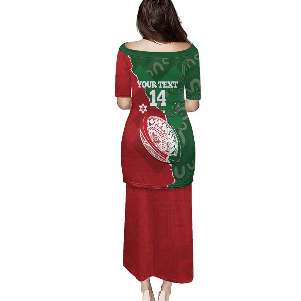 Custom Tonga And Australia Rugby Puletasi Mate Maa Tongan Ngatu Mix Kangaroos Aboriginal LT14 - Polynesian Pride