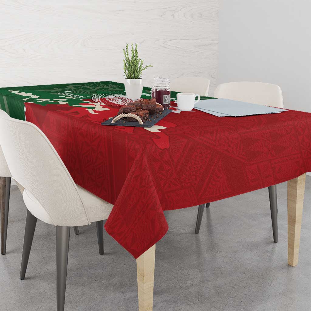 Custom Tonga And Australia Rugby Tablecloth Mate Maa Tongan Ngatu Mix Kangaroos Aboriginal LT14 - Polynesian Pride