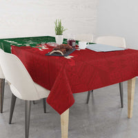 Custom Tonga And Australia Rugby Tablecloth Mate Maa Tongan Ngatu Mix Kangaroos Aboriginal LT14 - Polynesian Pride