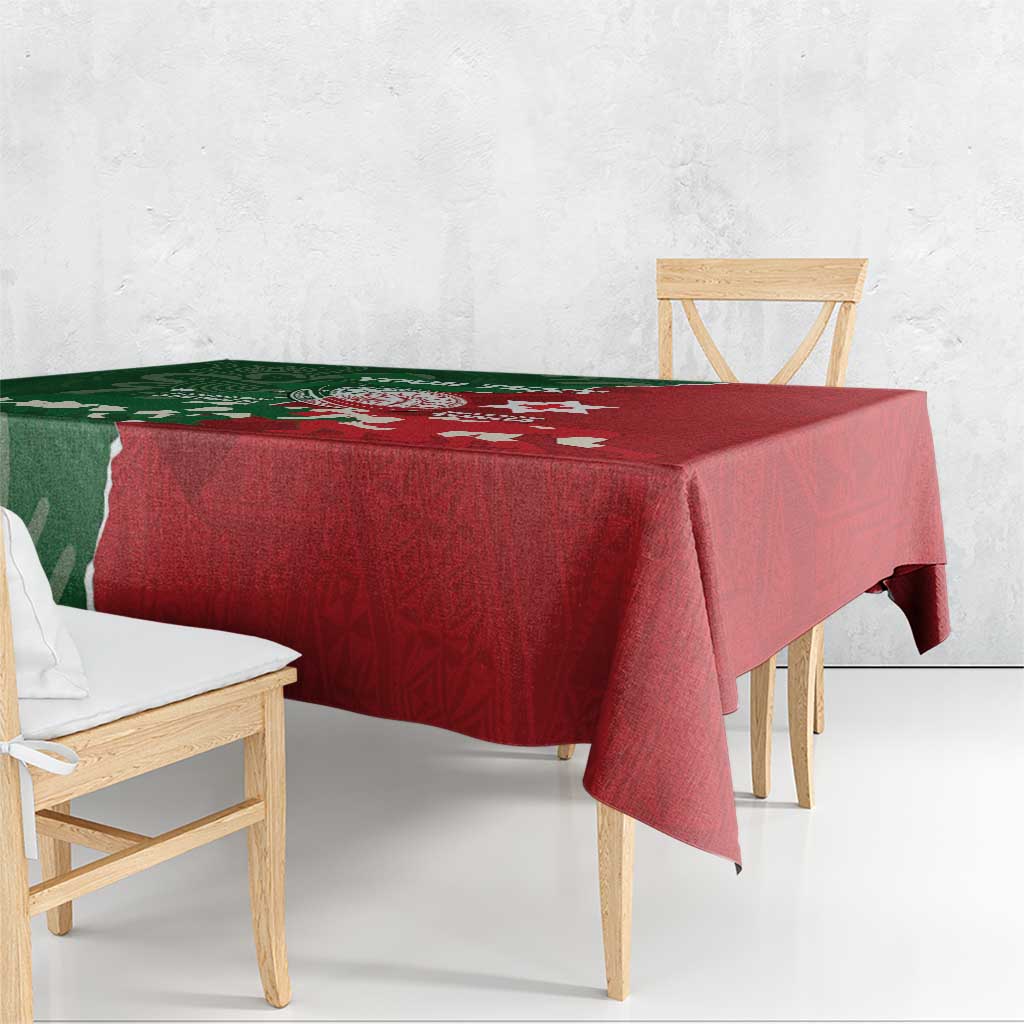 Custom Tonga And Australia Rugby Tablecloth Mate Maa Tongan Ngatu Mix Kangaroos Aboriginal LT14 - Polynesian Pride