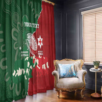 Custom Tonga And Australia Rugby Window Curtain Mate Maa Tongan Ngatu Mix Kangaroos Aboriginal LT14 - Polynesian Pride