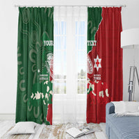 Custom Tonga And Australia Rugby Window Curtain Mate Maa Tongan Ngatu Mix Kangaroos Aboriginal LT14 - Polynesian Pride