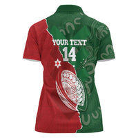 Custom Tonga And Australia Rugby Women Polo Shirt Mate Maa Tongan Ngatu Mix Kangaroos Aboriginal