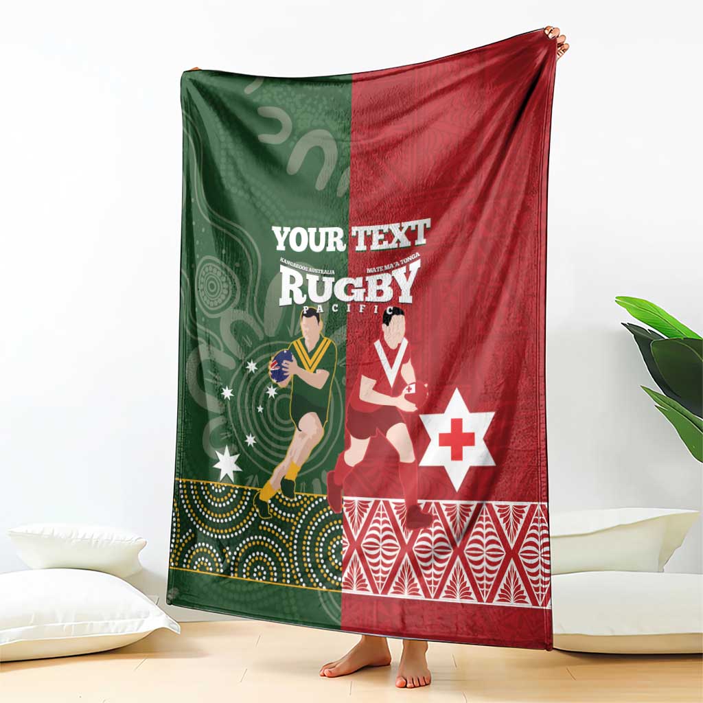 Custom Mate Maa Tonga And Kangaroo Australia Blanket Tongan Kupesi Mix Aboriginal Art LT14 - Polynesian Pride