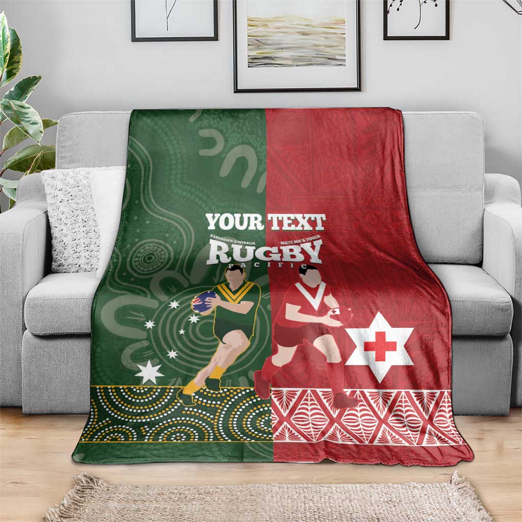 Custom Mate Maa Tonga And Kangaroo Australia Blanket Tongan Kupesi Mix Aboriginal Art LT14 - Polynesian Pride