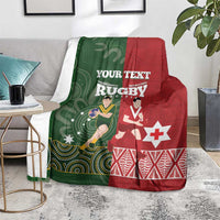 Custom Mate Maa Tonga And Kangaroo Australia Blanket Tongan Kupesi Mix Aboriginal Art LT14 - Polynesian Pride