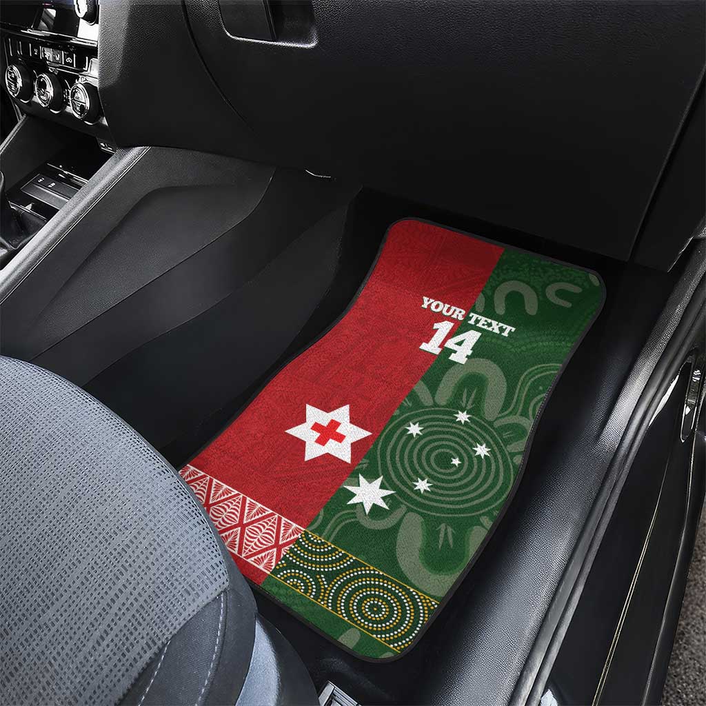 Custom Mate Maa Tonga And Kangaroo Australia Car Mats Tongan Kupesi Mix Aboriginal Art LT14 - Polynesian Pride