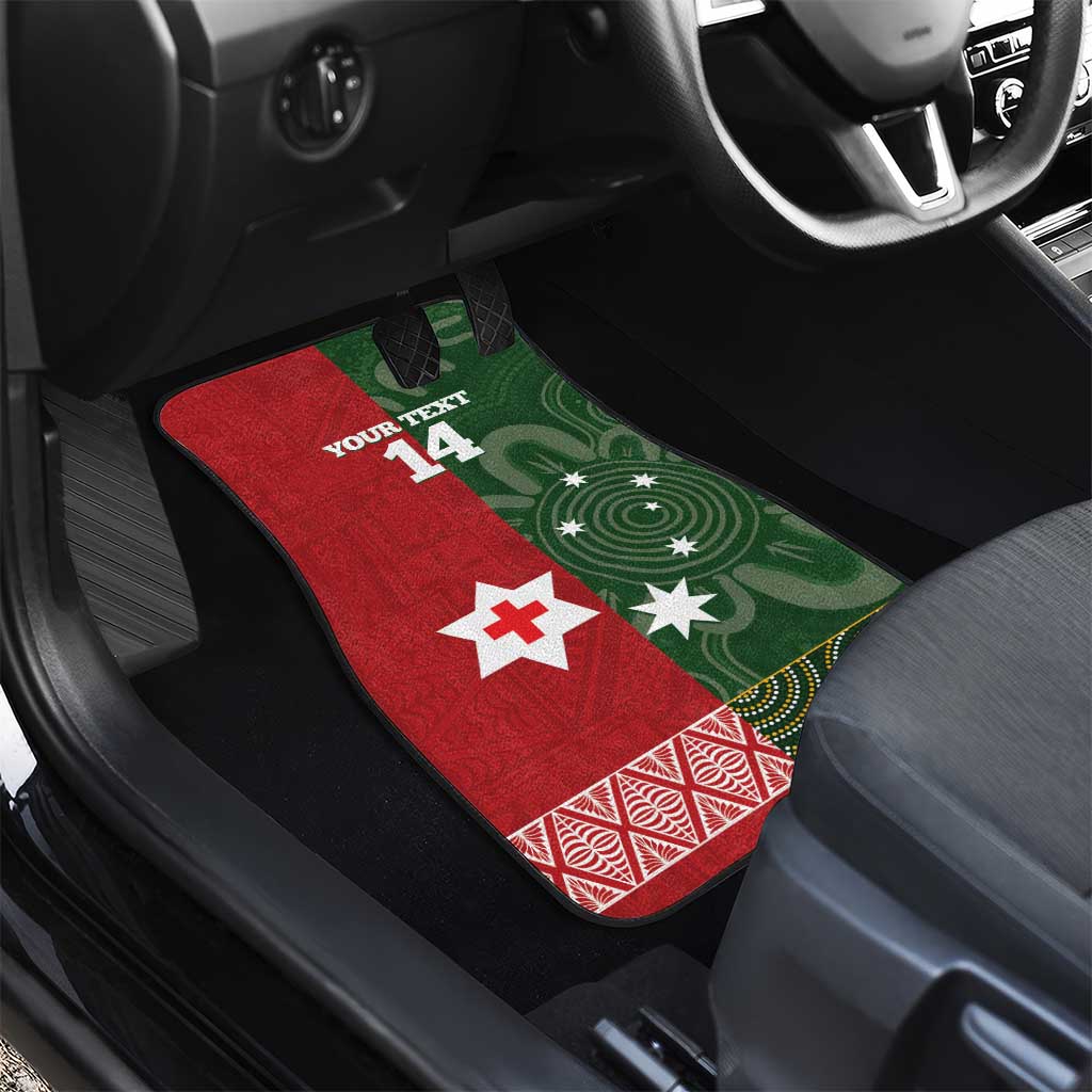 Custom Mate Maa Tonga And Kangaroo Australia Car Mats Tongan Kupesi Mix Aboriginal Art LT14 - Polynesian Pride