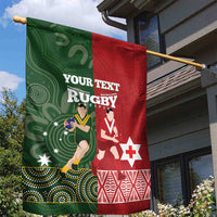 Custom Mate Maa Tonga And Kangaroo Australia Garden Flag Tongan Kupesi Mix Aboriginal Art LT14 - Polynesian Pride