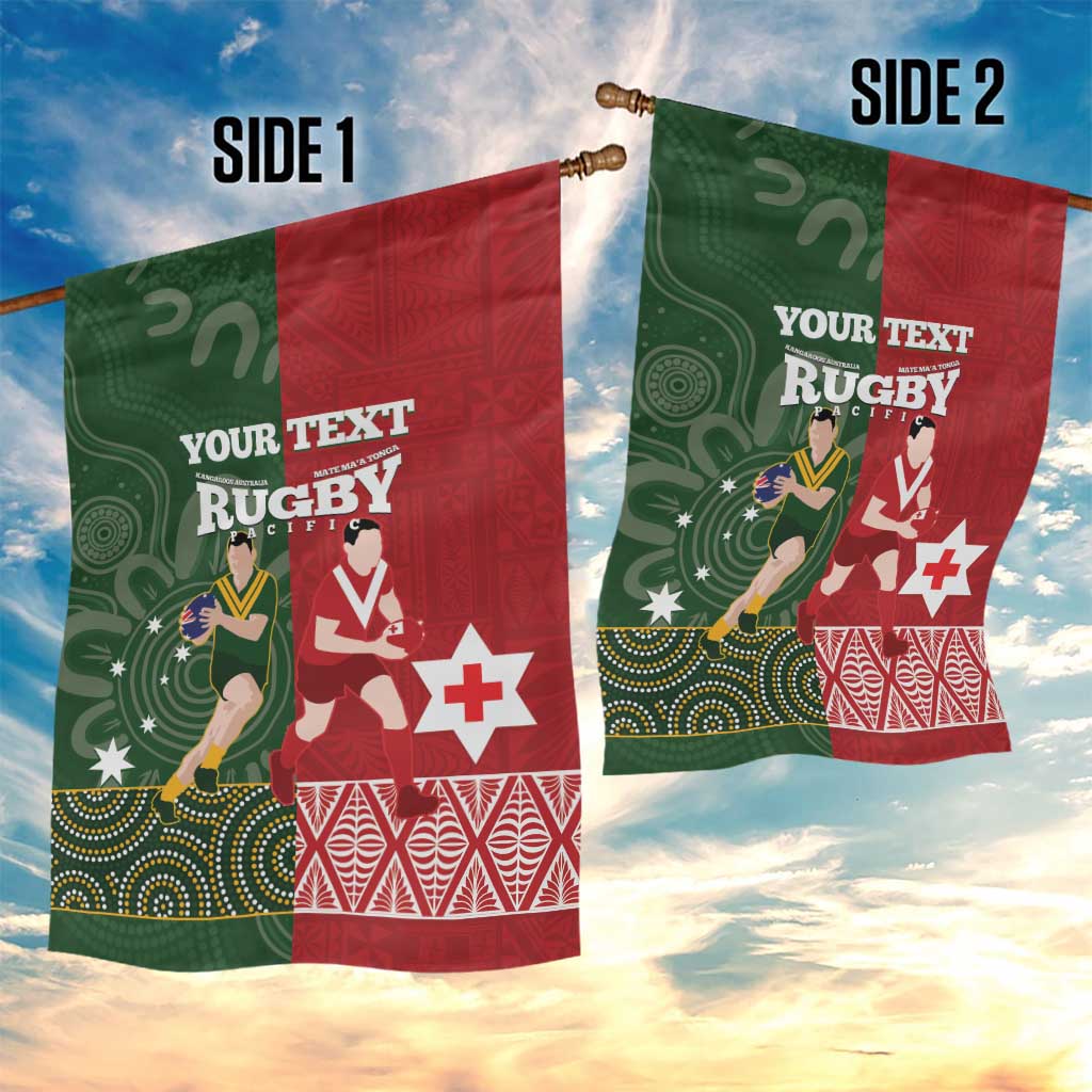 Custom Mate Maa Tonga And Kangaroo Australia Garden Flag Tongan Kupesi Mix Aboriginal Art LT14 - Polynesian Pride
