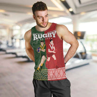 Custom Mate Maa Tonga And Kangaroo Australia Men Tank Top Tongan Kupesi Mix Aboriginal Art LT14 Green - Polynesian Pride