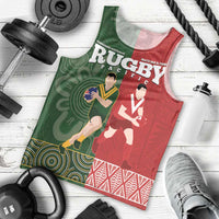 Custom Mate Maa Tonga And Kangaroo Australia Men Tank Top Tongan Kupesi Mix Aboriginal Art LT14 - Polynesian Pride