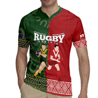Custom Mate Maa Tonga And Kangaroo Australia Rugby Jersey Tongan Kupesi Mix Aboriginal Art LT14 - Polynesian Pride