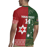 Custom Mate Maa Tonga And Kangaroo Australia Rugby Jersey Tongan Kupesi Mix Aboriginal Art LT14 - Polynesian Pride