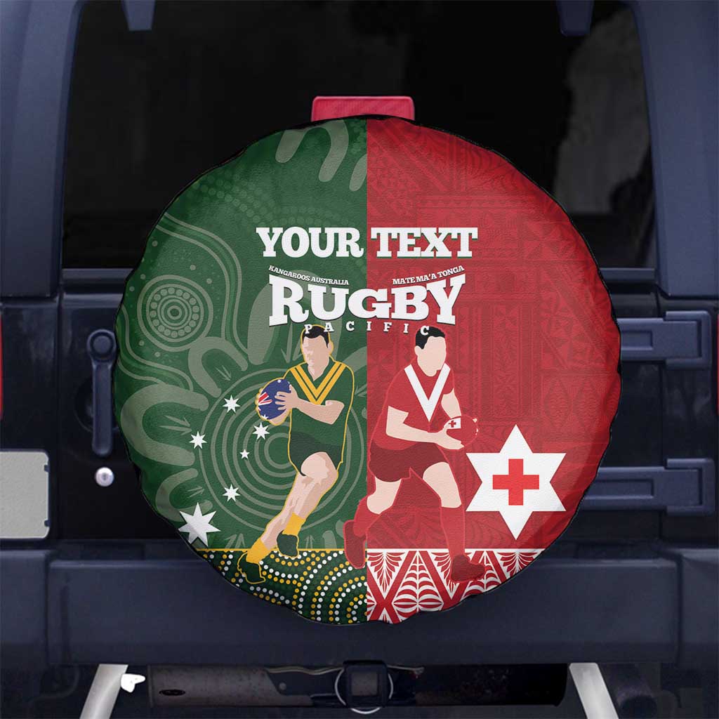 Custom Mate Maa Tonga And Kangaroo Australia Spare Tire Cover Tongan Kupesi Mix Aboriginal Art LT14 - Polynesian Pride