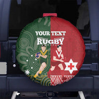 Custom Mate Maa Tonga And Kangaroo Australia Spare Tire Cover Tongan Kupesi Mix Aboriginal Art LT14 - Polynesian Pride