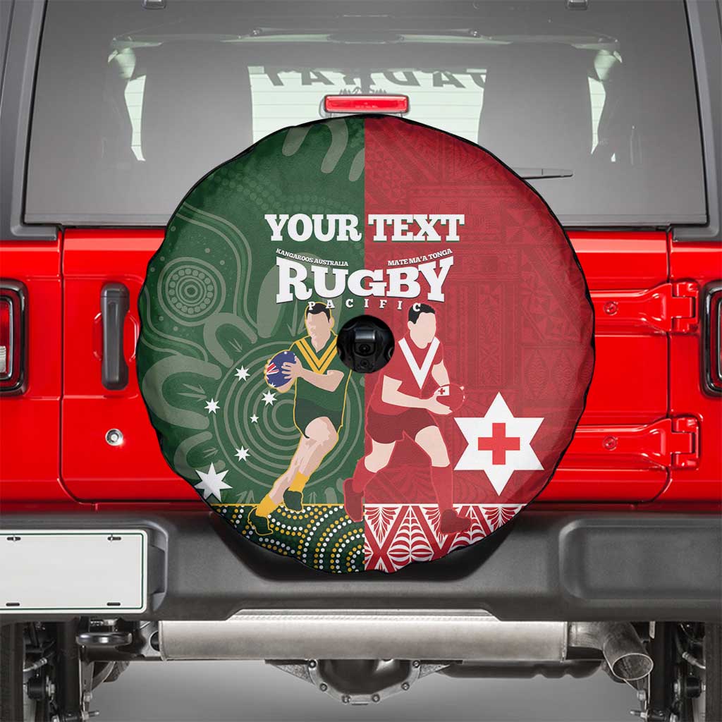 Custom Mate Maa Tonga And Kangaroo Australia Spare Tire Cover Tongan Kupesi Mix Aboriginal Art LT14 - Polynesian Pride