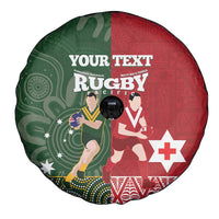 Custom Mate Maa Tonga And Kangaroo Australia Spare Tire Cover Tongan Kupesi Mix Aboriginal Art LT14 - Polynesian Pride