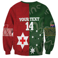 Custom Mate Maa Tonga And Kangaroo Australia Sweatshirt Tongan Kupesi Mix Aboriginal Art LT14 - Polynesian Pride