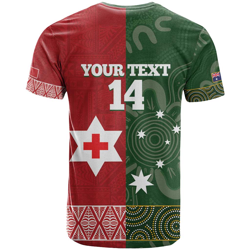 Custom Mate Maa Tonga And Kangaroo Australia T Shirt Tongan Kupesi Mix Aboriginal Art LT14 - Polynesian Pride