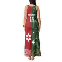 Custom Mate Maa Tonga And Kangaroo Australia Tank Maxi Dress Tongan Kupesi Mix Aboriginal Art LT14 - Polynesian Pride