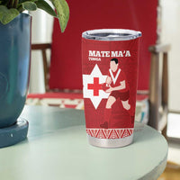 Personalised Mate Maa Tonga And Kangaroo Australia Tumbler Cup Tongan Kupesi Mix Aboriginal Art LT14 - Polynesian Pride