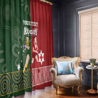 Custom Mate Maa Tonga And Kangaroo Australia Window Curtain Tongan Kupesi Mix Aboriginal Art LT14 - Polynesian Pride