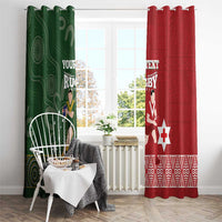 Custom Mate Maa Tonga And Kangaroo Australia Window Curtain Tongan Kupesi Mix Aboriginal Art LT14 - Polynesian Pride