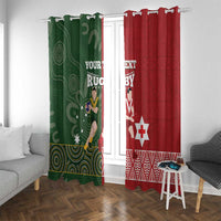 Custom Mate Maa Tonga And Kangaroo Australia Window Curtain Tongan Kupesi Mix Aboriginal Art LT14 With Grommets Green - Polynesian Pride