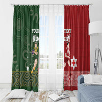 Custom Mate Maa Tonga And Kangaroo Australia Window Curtain Tongan Kupesi Mix Aboriginal Art LT14 - Polynesian Pride