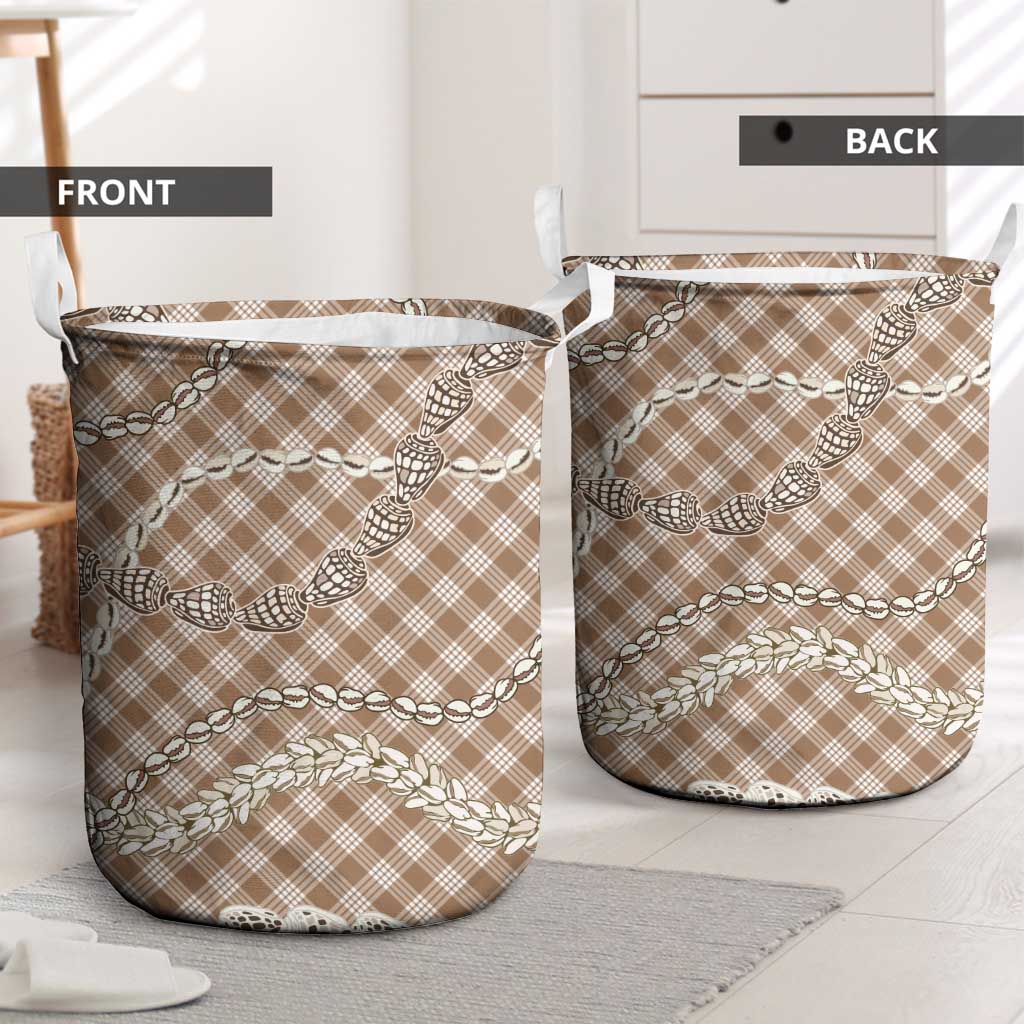 Brown Aloha Hawaii Shell Lei Laundry Basket Palaka Hebrew Cone Honey Cowrie Elegant Curves LT14 - Polynesian Pride